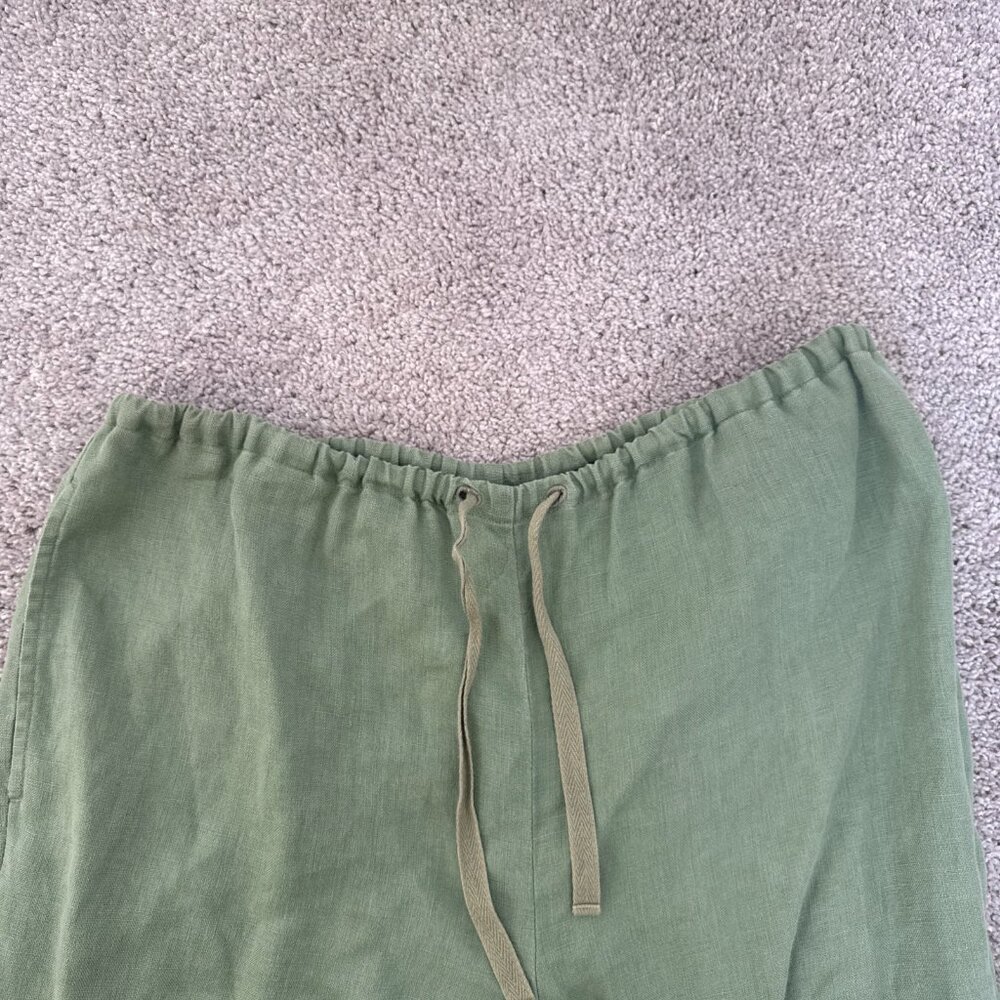 Nordstrom Green Ankle Linen Pants Safari Vacation Summer Lightweight‎ Sz M - Picture 5 of 13